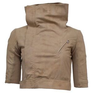 Rick Owens Half Sleeve Cropped Jacket in Beige Lamb Leather